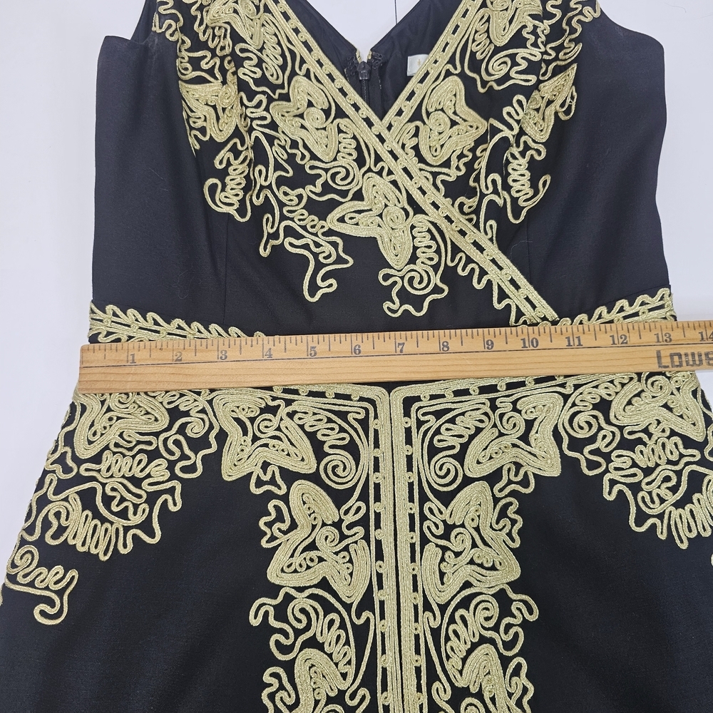 Antropology Beth Bowley Black Dress with Gold Detailing Onamentation Wool Boho - Picture 7 of 12